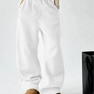 Damen bequeme Fleece-Hose mit weitem Schnitt und elastischem Bund WW
