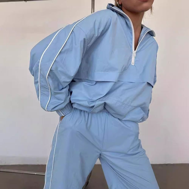 Damen sportlicher Windbreaker-Anzug mit hohem Kragen WW