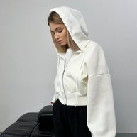 Damen sportliches cropped Hoodie mit Reißverschluss und großzügigem Schnitt WW