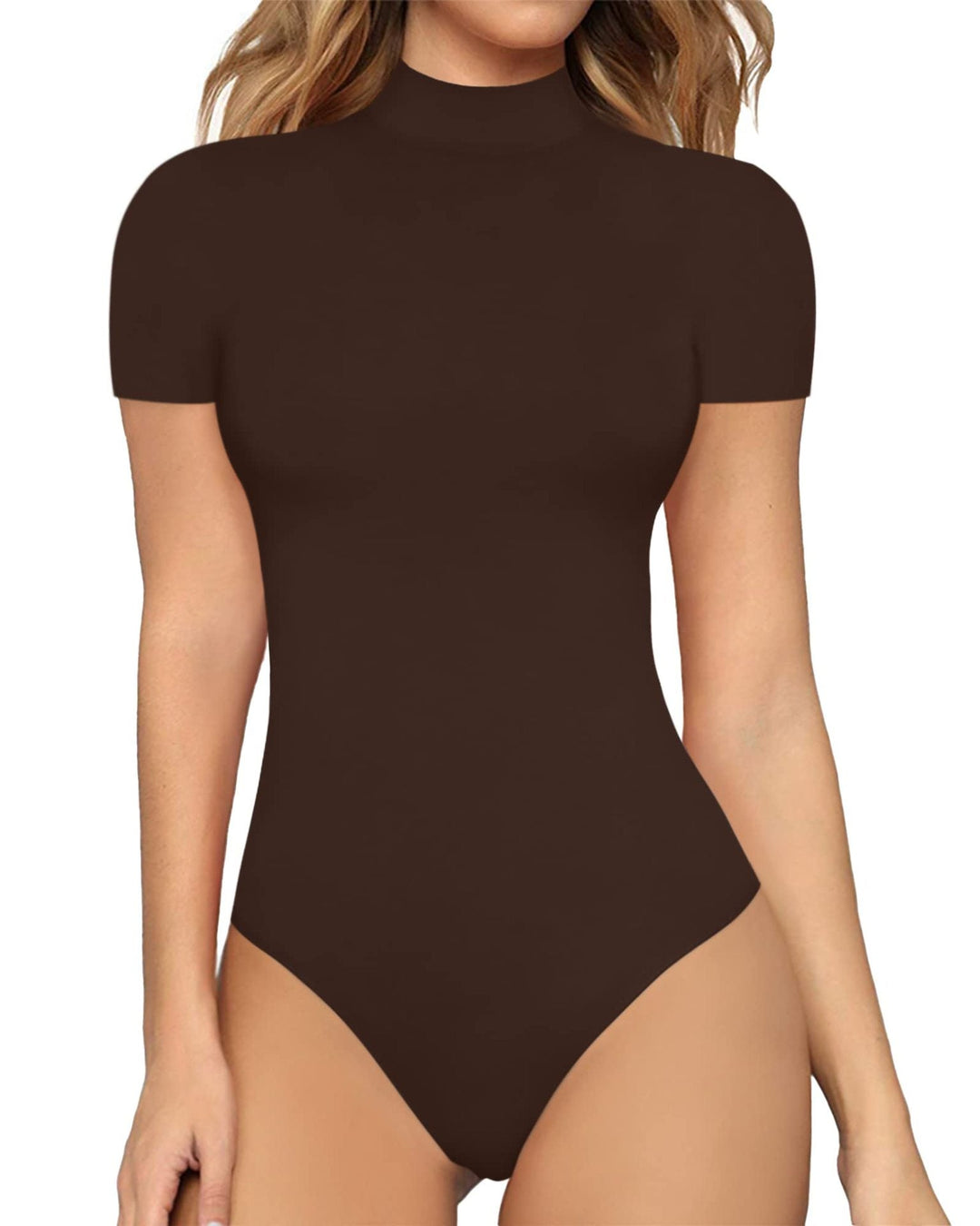 Damen Body mit hohem Kragen und Kurzarm W&W Mode