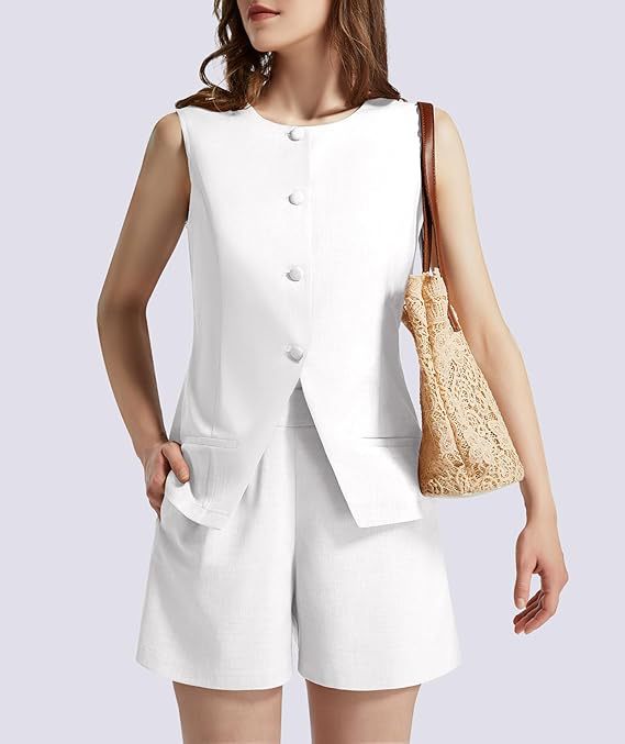 Damen Zweiteiliger Anzug mit ärmellosem Blazer und Shorts WW