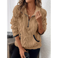 Damen Bequemer Hoodie mit hochschließendem Reißverschluss und praktischen Taschen WW