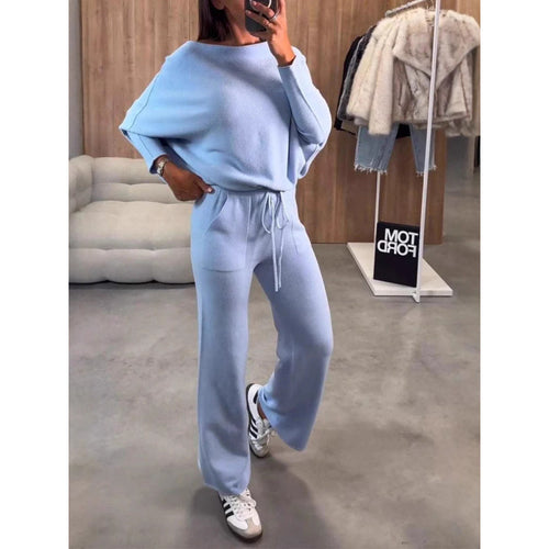 Damen bequeme Loungewear aus weichem Strickmaterial mit weitem Schnitt WW