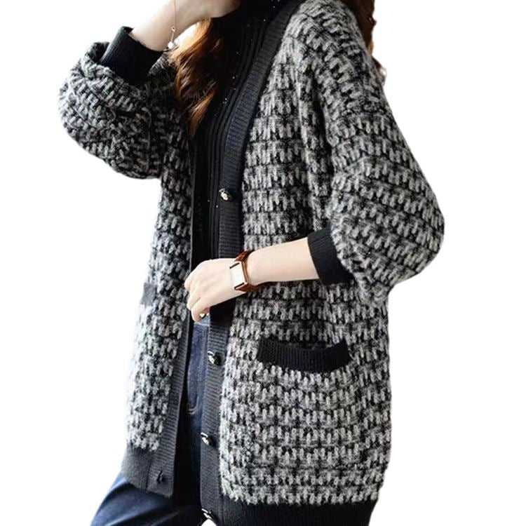 Damen Strickjacke im modernen Graphic-Design WW