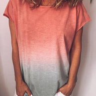WW | Gradient-Druck Bunt V-Ausschnitt T-Shirt