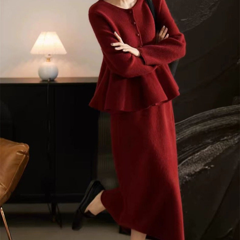 Damen schickes Zweiteiliges Strickensemble mit weich fließendem Design WW