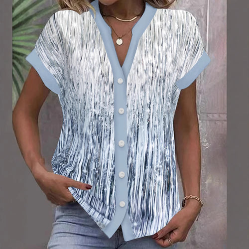 Damen lässige Bluse mit modernen Streifen und Knopfdetails WW