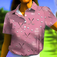 Damen Kurzarm-Hemd mit modischem Golf-Print und komfortablem Schnitt WW