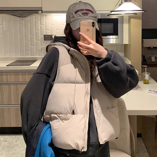 Damen Steppweste mit hohem Kragen und übergroßem Schnitt WW