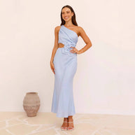 Damen Elegantes Maxikleid mit seitlichem Cut-Out und floralem Detail WW