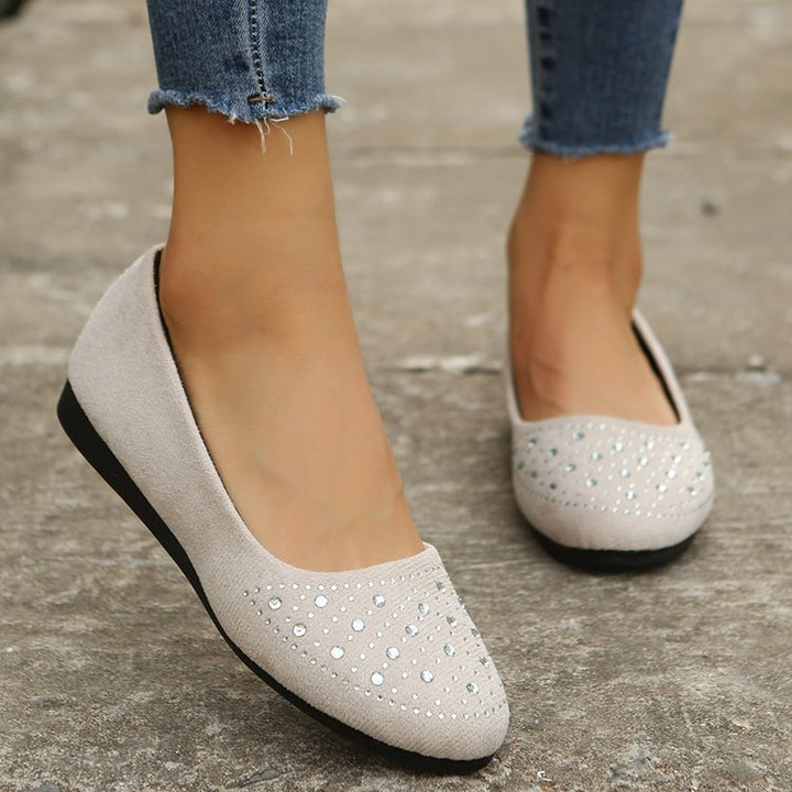 Damen Elegante Ballerinas mit funkelndem Strass-Detail und komfortabler Sohle W&W Mode