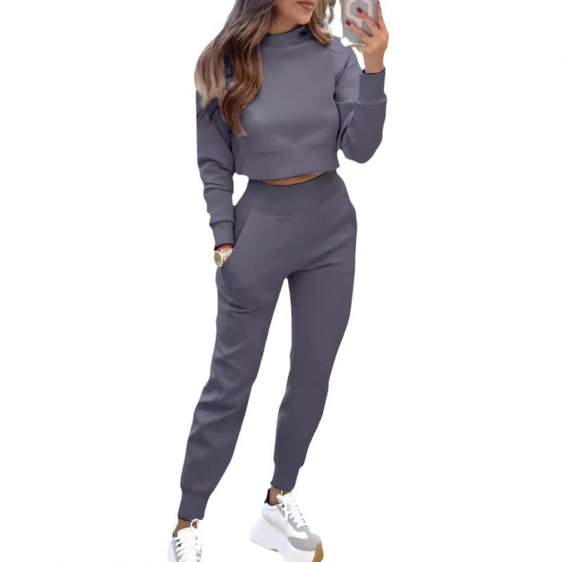 Damen Sportliches Lounge-Set mit cropped Oberteil und hohen Hüftbund WW