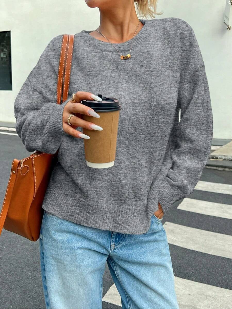 Damen Bequemer Pullover aus feiner Strickqualität mit zeitlosem Rundhalsausschnitt WW