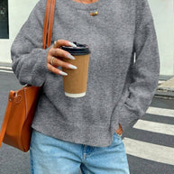 Damen Bequemer Pullover aus feiner Strickqualität mit zeitlosem Rundhalsausschnitt WW