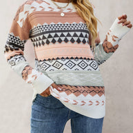 Damen Strickpullover mit geometrischem Muster WW