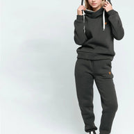 Damen Sportliches Hoodie-Set mit hohem Kragen WW