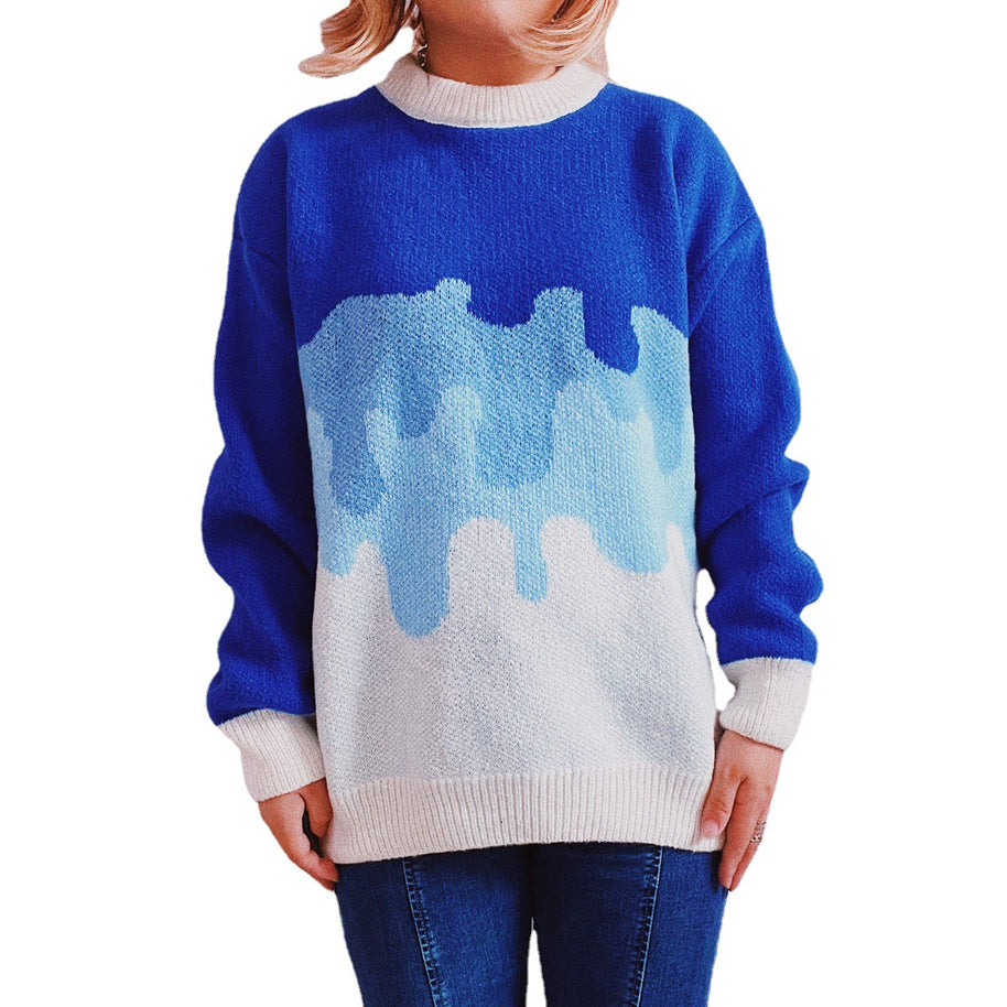 Damen Strickpullover mit modernem Farbverlauf und lässigem Schnitt WW
