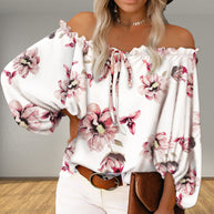 Damen Off-Shoulder-Bluse mit Blumenmuster WW