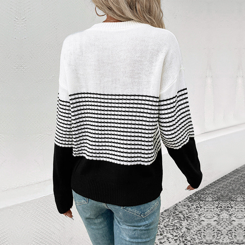 Damen Strickpullover mit modernem Muster und lässigem Schnitt WW