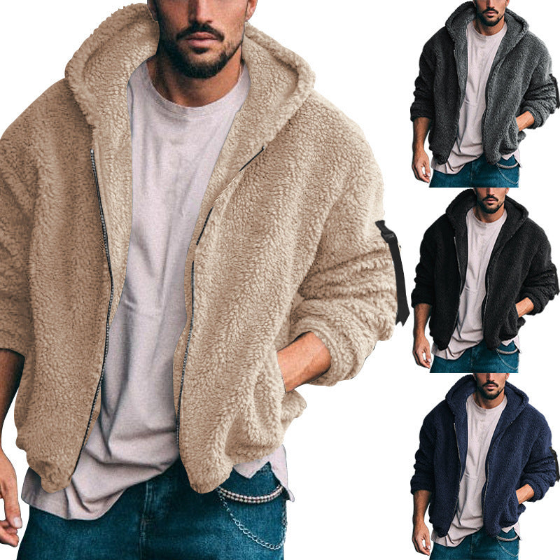 Herren Teddy-Fleece-Jacke mit Kapuze WW