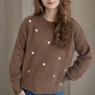 Damen Pullover mit verspieltem Herzdesign WW