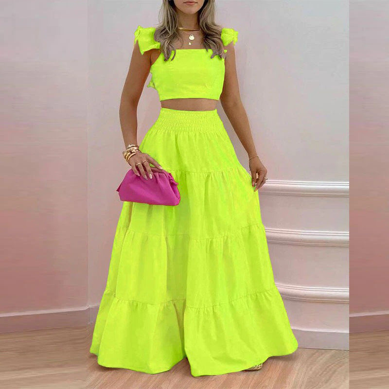 Damen Zweiteiler mit floralem Design und voluminösem Rock W&W Mode