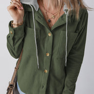 Damen Sportlich-elegante Hemdjacke mit Kapuze und praktischen Taschen WW