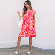 Damen ärmelloses Strandkleid mit schmeichelndem Schnitt und seitlichen Taschen WW