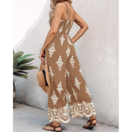 Damen Rüschenoberteil Weites Bein Jumpsuit WW