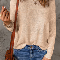 Damen lässiges Strickoberteil mit lockerer Passform und feinem Rippenmuster WW