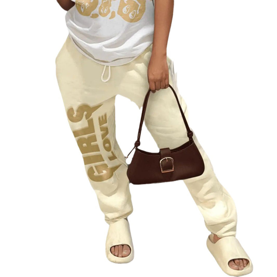 Damen bequeme Jogginghose mit motivierendem Schriftzug WW