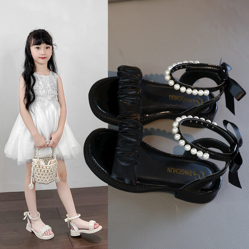 Damen Elegante Perlen-Besetzte Knöchelriemen Sandalen WW