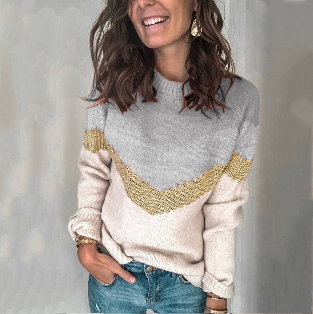 Damen gemusterter Pullover mit grafischem Strickdesign WW
