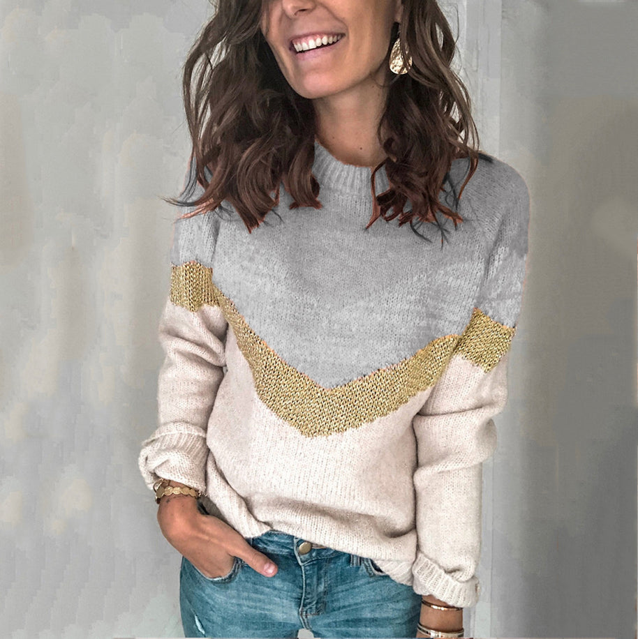 Damen gemusterter Pullover mit grafischem Strickdesign WW