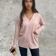 Damen Strickcardigan mit Knopfdetails und tiefen Taschen WW