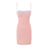 Damen Spaghetti-Träger Nachthemd mit eleganter Spitzenverzierung WW