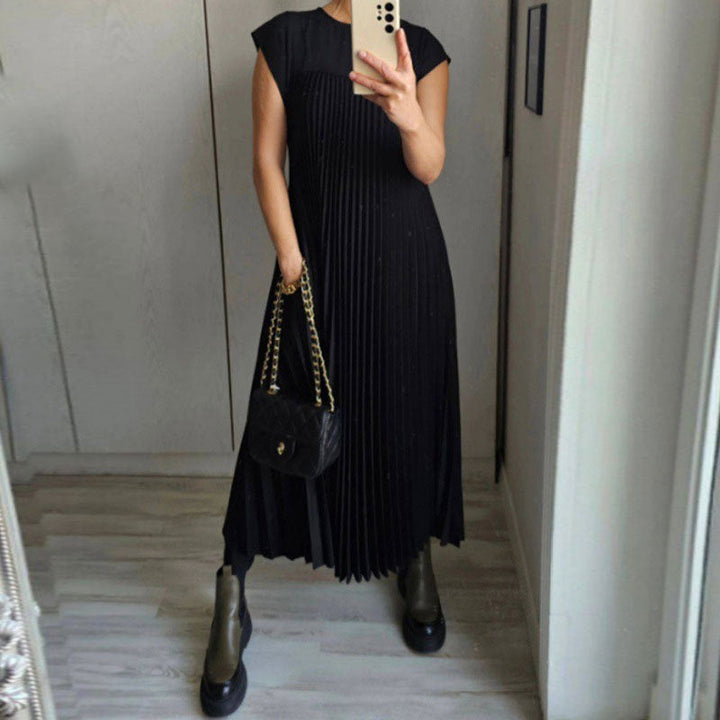 Damen Plissiertes Maxikleid mit elegantem Schnitt und dekorativen Details W&W Mode