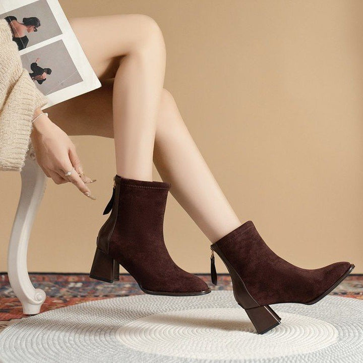 Damen Stiefeletten mit elegantem Blockabsatz und weichem Obermaterial W&W Mode
