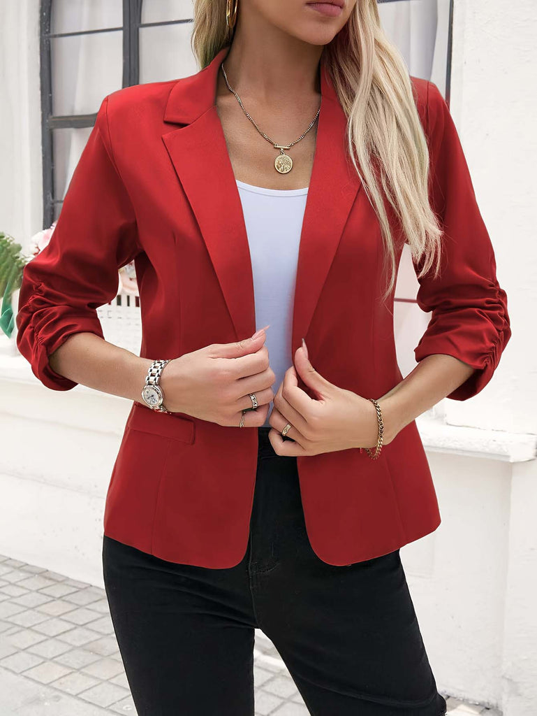 Damen modische Blazerjacke mit innovativem Schnitt und elastischen Ärmeln WW