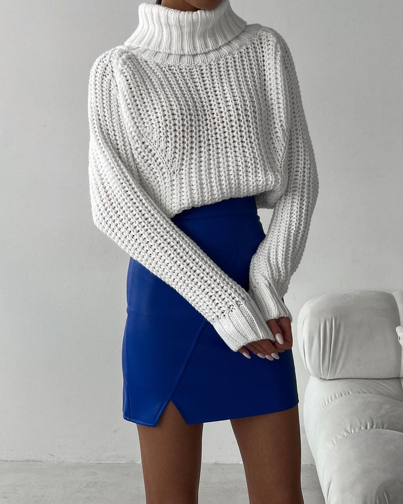 Damen Strickpullover mit hohem Kragen und lässiger Passform WW