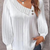 Damen stilvolles und elegantes Oberteil mit asymmetrischem Ausschnitt und Knopfleiste WW