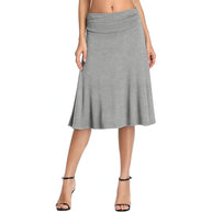 Damen schwingender Midirock mit gerafftem Taillenbund und fließendem Schnitt WW