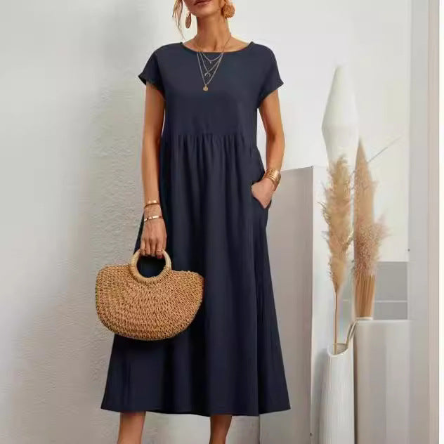Damen Midikleid mit lässigem Schnitt und seitlichen Taschen W&W Mode