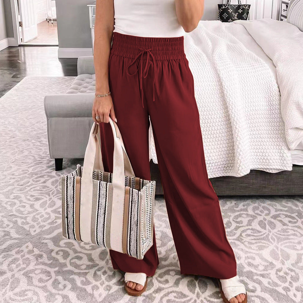 Damen Bequeme und lässige Palazzo-Hose mit Kordelzug WW