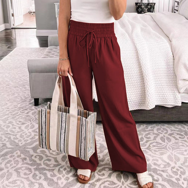 Damen Bequeme und lässige Palazzo-Hose mit Kordelzug WW