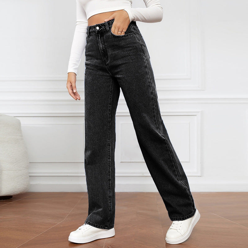 Damen Weite High-Waist Jeans im klassischen Stil mit betontem Bein WW