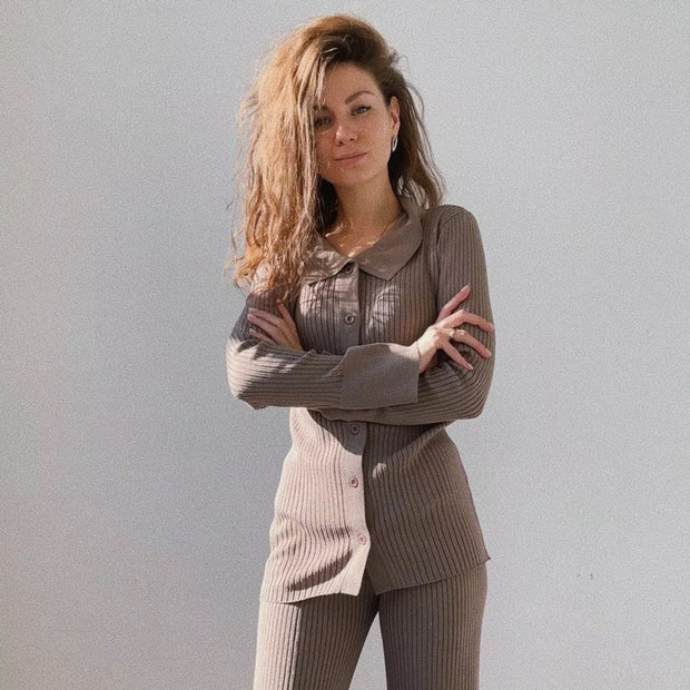 Damen 3-teilige Feinstrick-Loungewear-Set WW