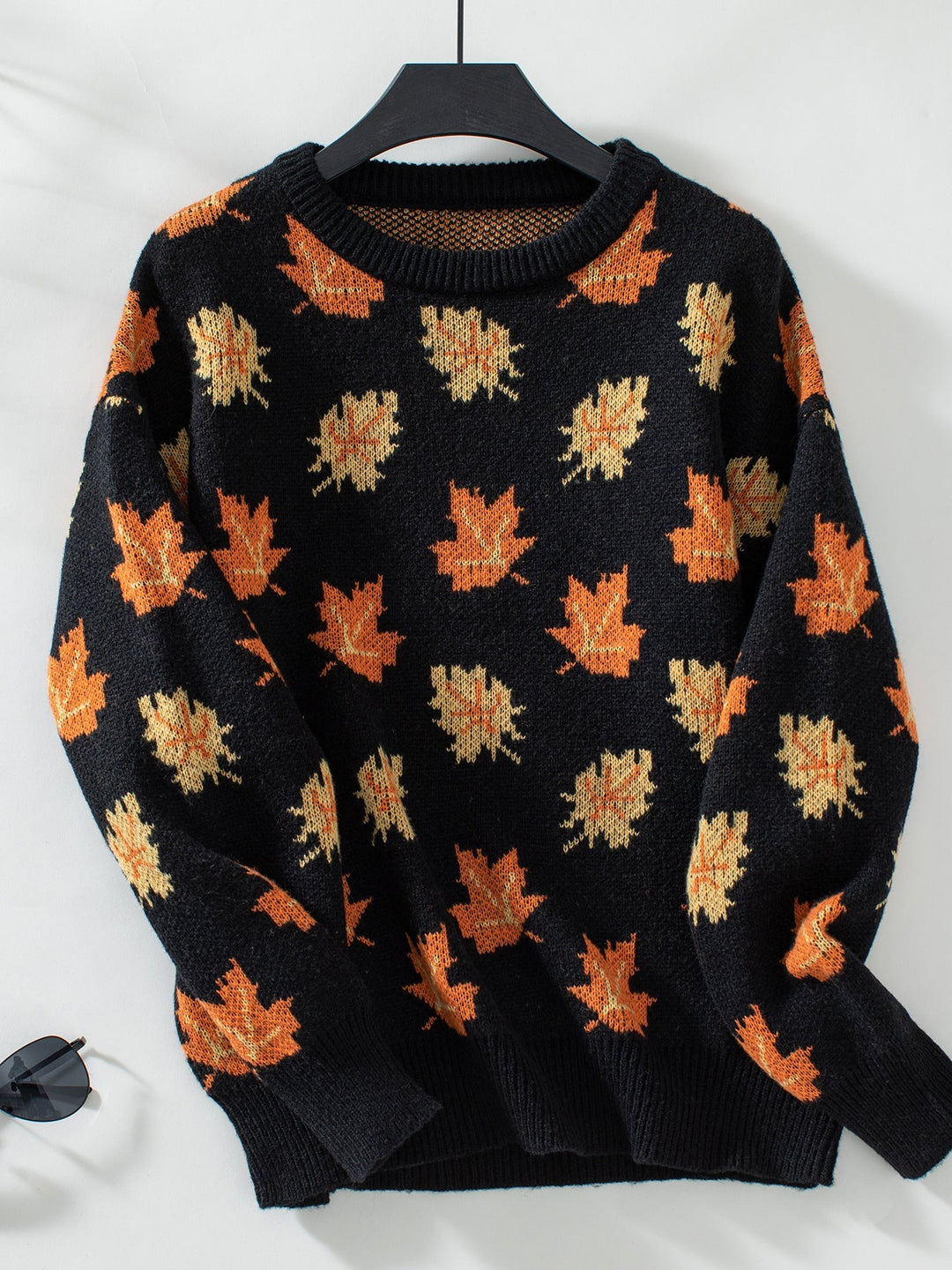 W&W Mode Maple Leaf Jacquard Freizeit Pullover Sweater