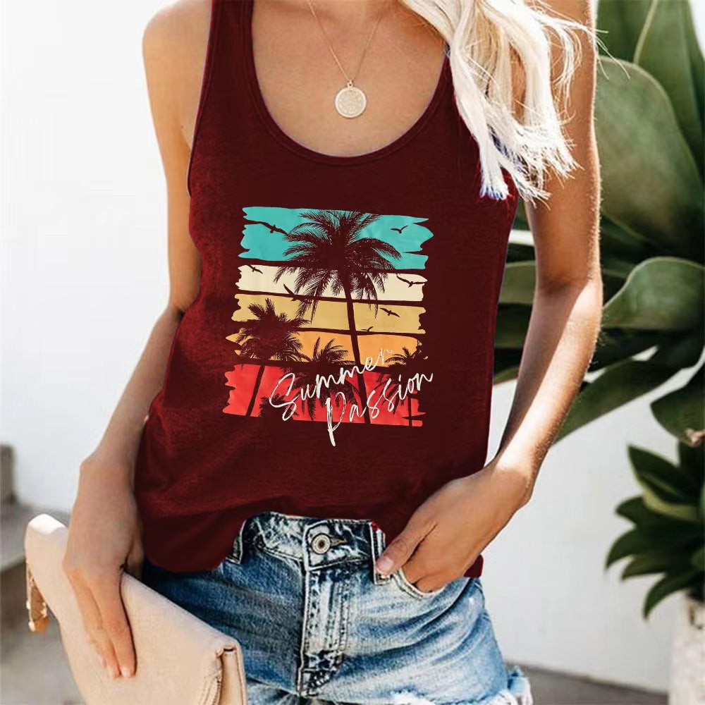 Damen ärmelloses Freizeitshirt mit trendigem Grafikdesign WW