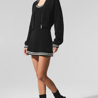 Damen Sportliches Strickkleid mit cropped Jacke und breiten Bündchen WW